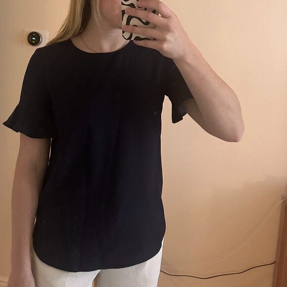 Club Monaco Navy Blue Short-Sleeve Blouse - Picture 1 of 1